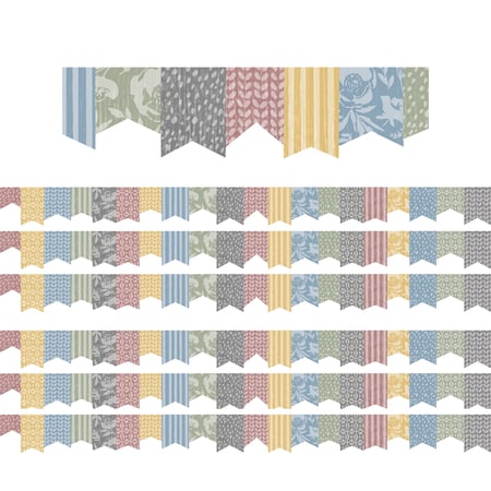 Teacher Created Resources Classroom Cottage Pennants Die-Cut Border Trim, 72PK 7183